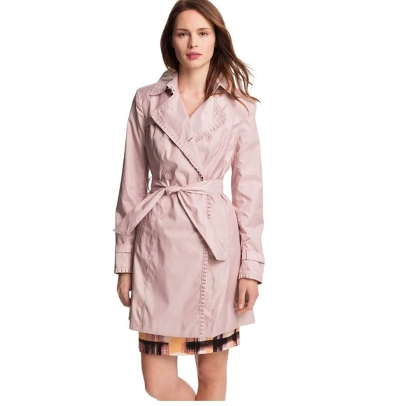 Ivanka Trump Jackets & Blazers - Ivanka Trump Pleat Trim Trench Coat Womens Size M Blush-Pink